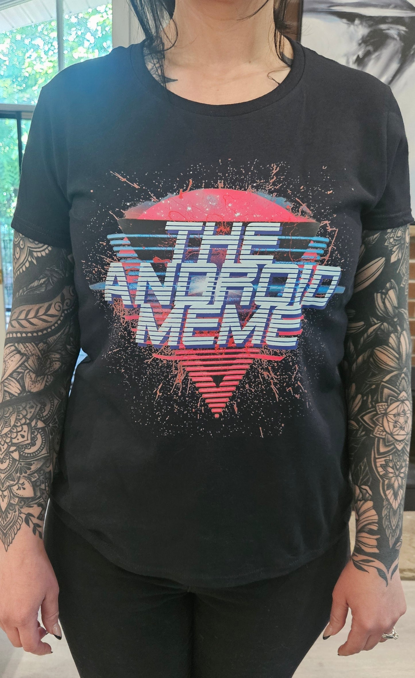 Women's Splatter Expanded Retro Logo Short Sleeve T-Shirt Direct to Film Printed